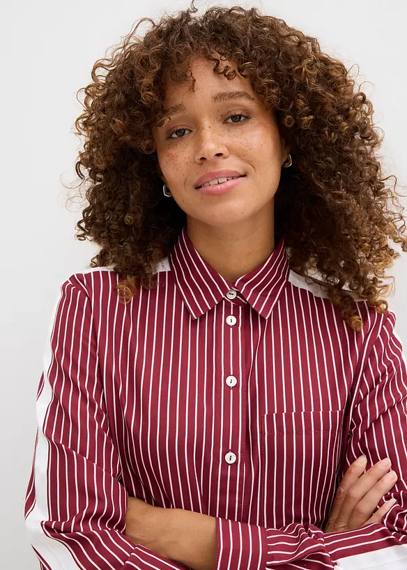 Oversized overhemdblouse van biologisch katoen, bonprix