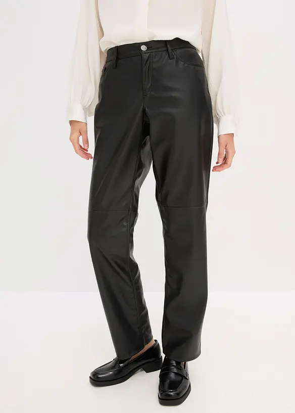 Broek van imitatieleer met een comfortband, bonprix