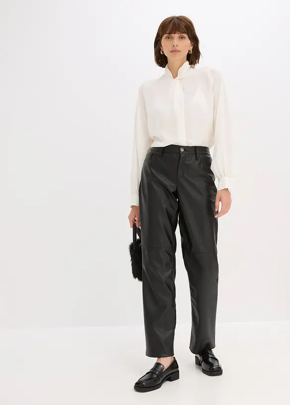 Broek van imitatieleer met een comfortband, bonprix