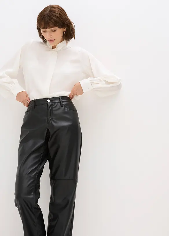 Broek van imitatieleer met een comfortband, bonprix