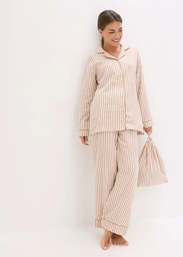 Geweven pyjama van flanel met cadeautasje (3-dlg. set), bonprix