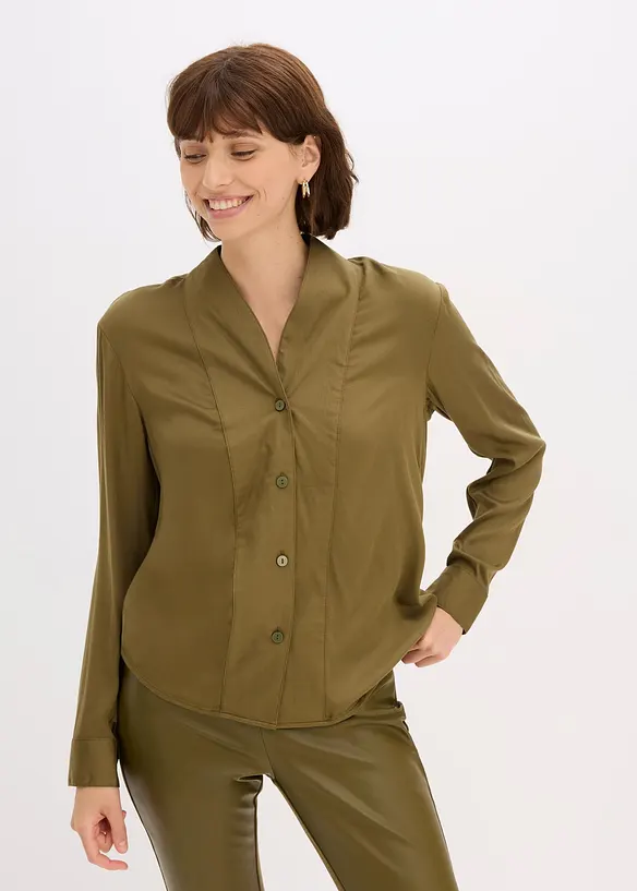 Overhemdblouse van soepelvallend satijn, bonprix