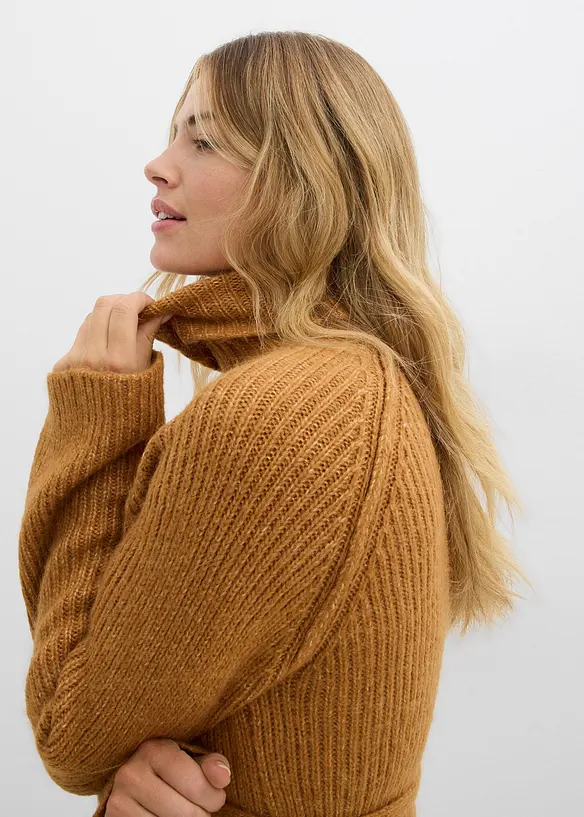 Gebreide jurk met col, bonprix