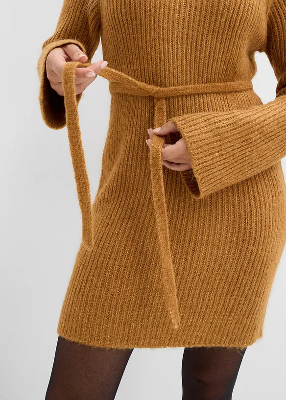 Gebreide jurk met col, bonprix