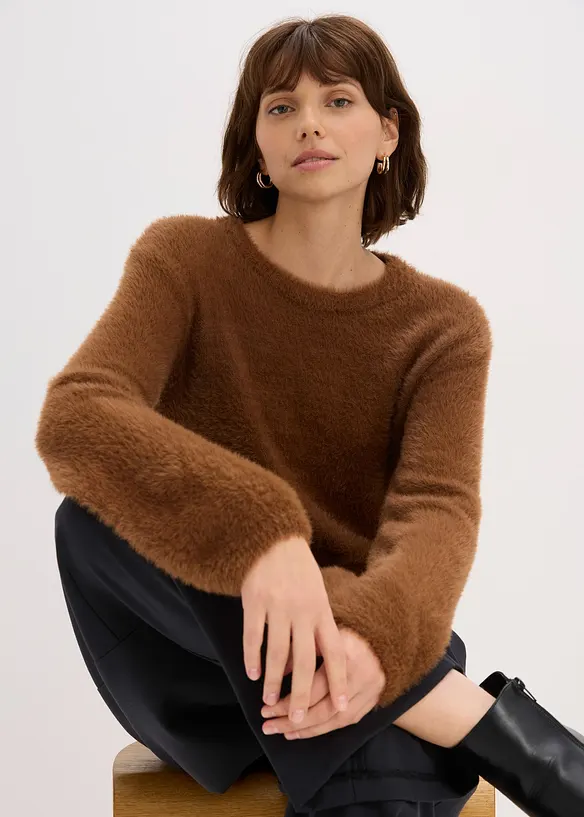 Trui in pluche look, bonprix