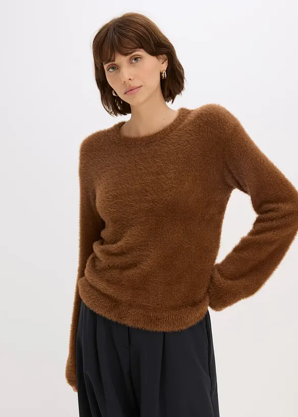 Trui in pluche look, bonprix