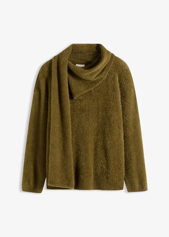 Oversized trui met sjaal, bonprix