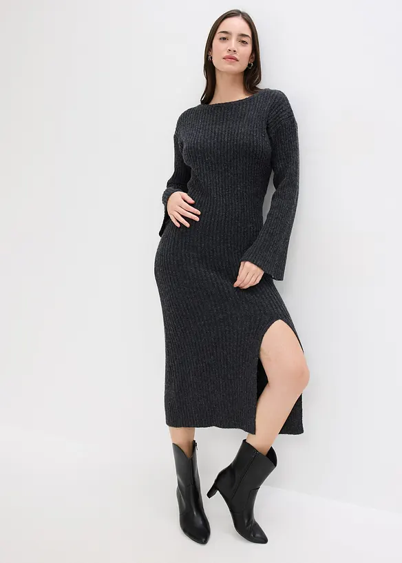 Gebreide jurk met split, bonprix