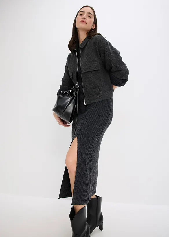 Gebreide jurk met split, bonprix