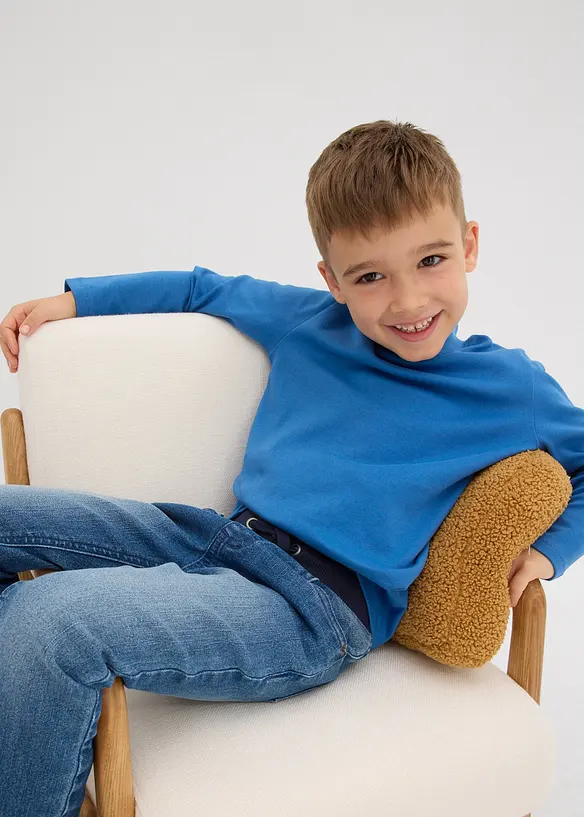 Longsleeve van biologisch katoen met een opstaande kraag (set van 2), bonprix
