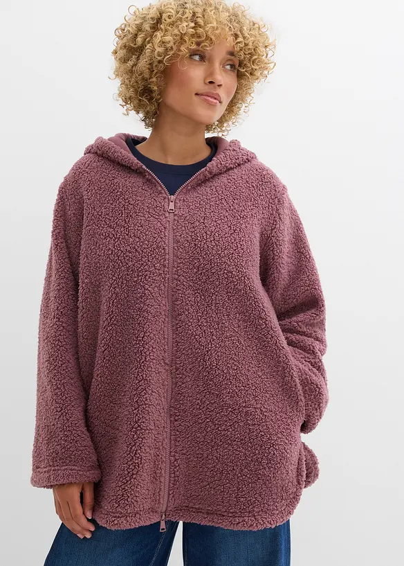 Teddy fleece vest in A-lijn met zijsplitten, bonprix