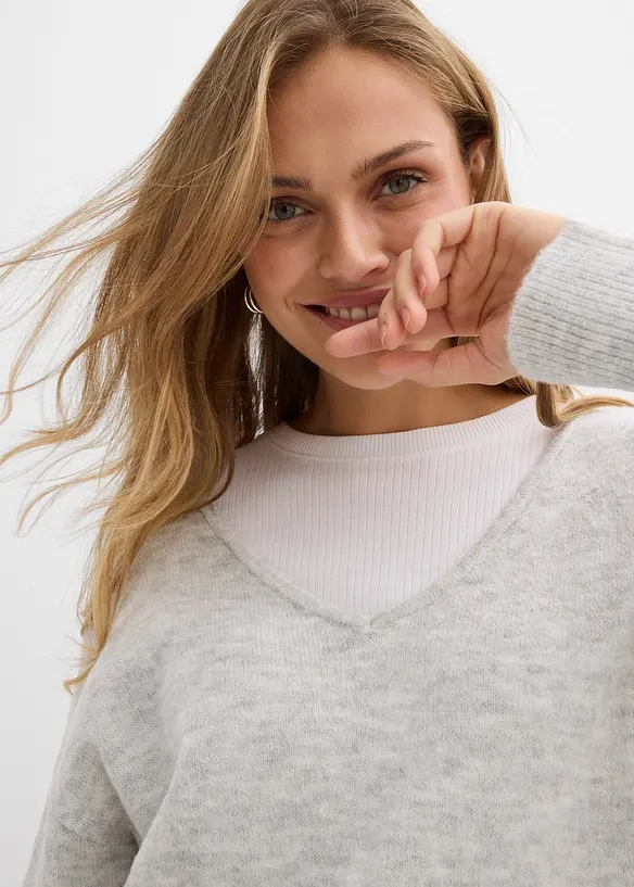 Lange oversized trui met splitten opzij, bonprix