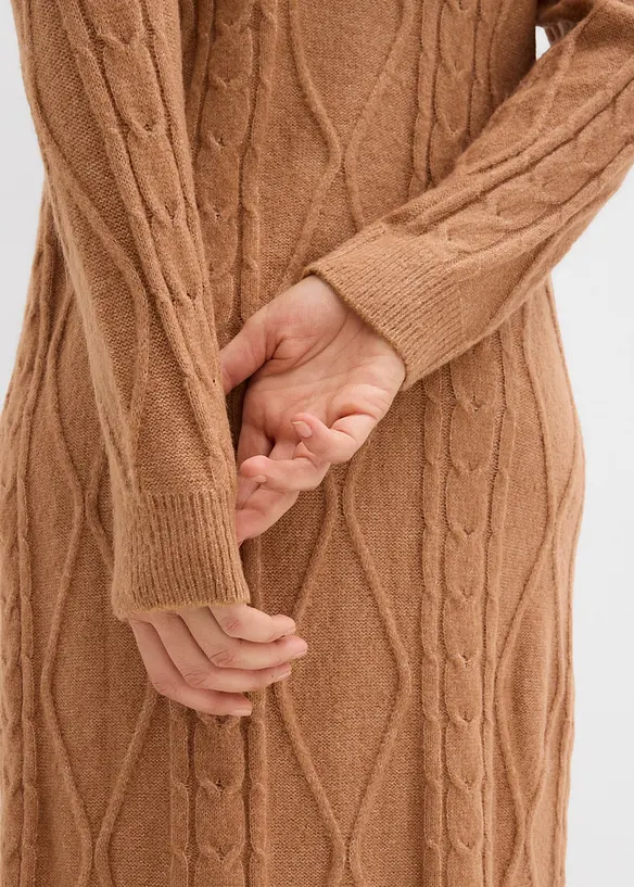 Gebreide jurk met vlechtpatroon, bonprix