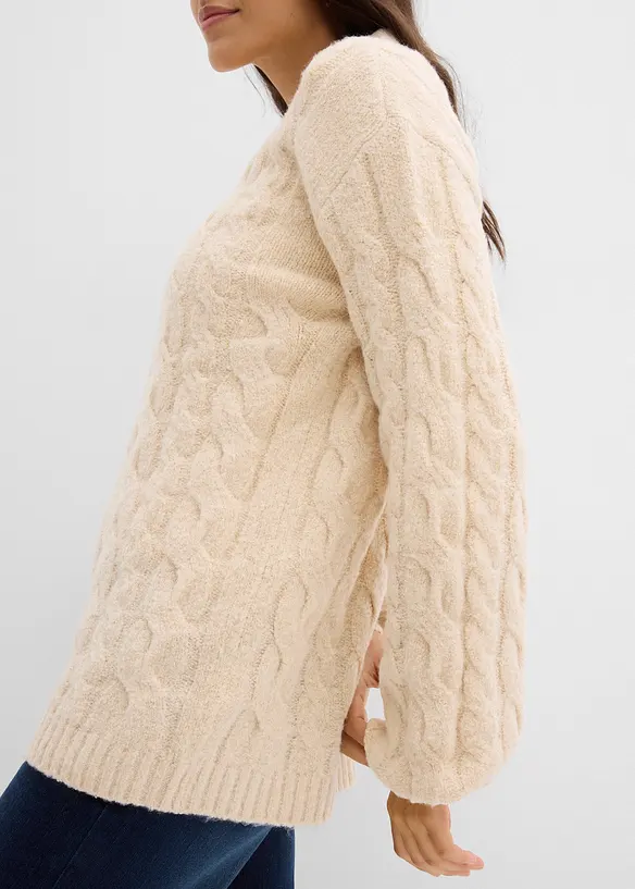 Oversized trui met kabelpatroon, bonprix
