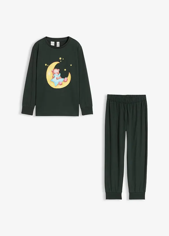 Pyjama van zacht katoen met een oplichtende print (2-dlg. set), bonprix