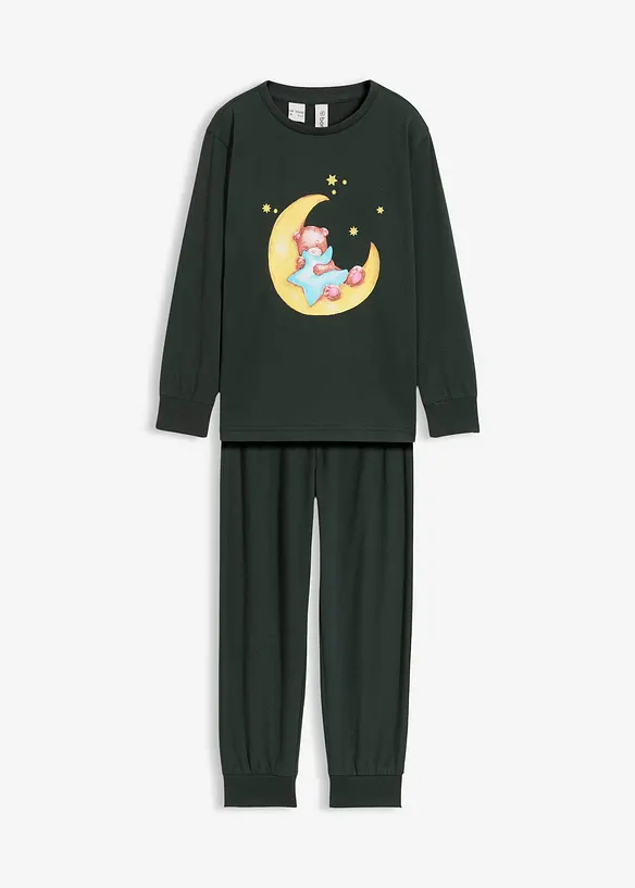 Pyjama van zacht katoen met een oplichtende print (2-dlg. set), bonprix