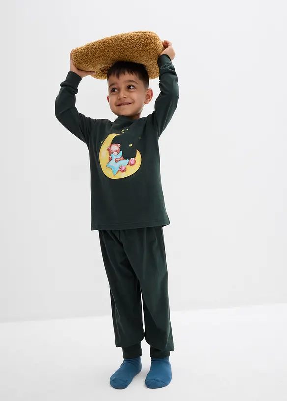 Pyjama van zacht katoen met een oplichtende print (2-dlg. set), bonprix