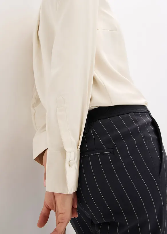 Satijnen blouse met een afneembare strik (2-dlg.), bonprix