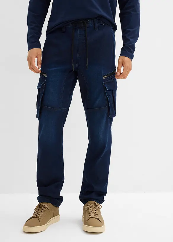 Regular fit sweat jeans met cargozakken, straight, bonprix