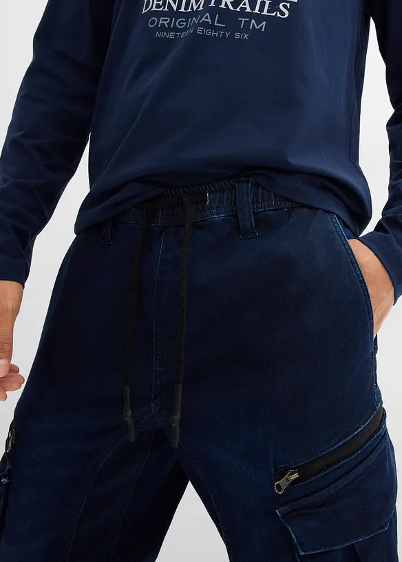 Regular fit sweat jeans met cargozakken, straight, bonprix