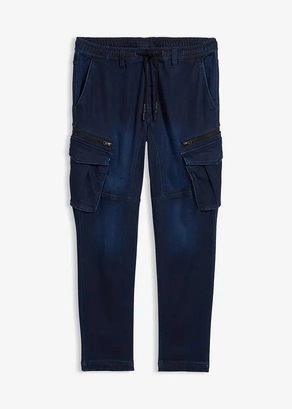 Regular fit sweat jeans met cargozakken, straight, bonprix