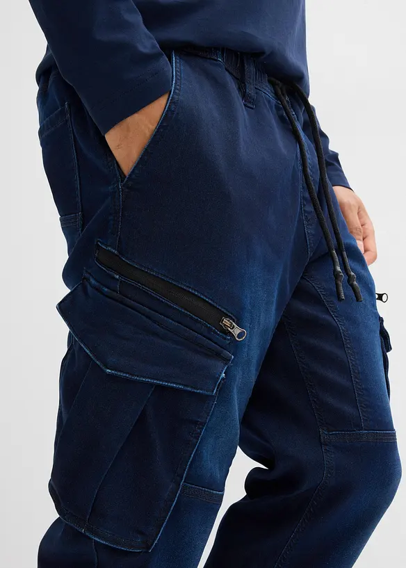 Regular fit sweat jeans met cargozakken, straight, bonprix