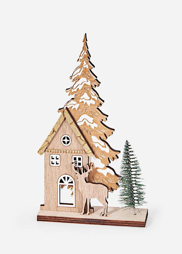 Decoratief huisje met dennenbomen, bonprix