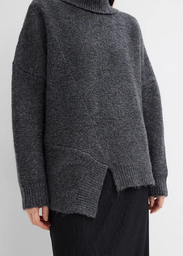 Trui met wol en een asymmetrische onderkant, bonprix
