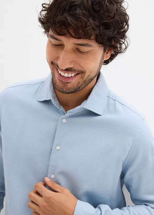 Flanellen business overhemd van puur katoen, slim fit, bonprix