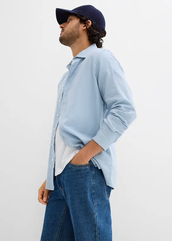 Flanellen business overhemd van puur katoen, slim fit, bonprix