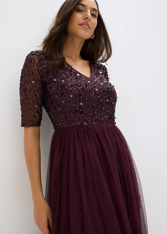 Maxi jurk met paillettenborduursel, bonprix