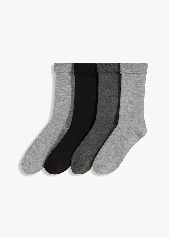 Thermosokken (4 paar) met omslag en frotté binnenin, bonprix