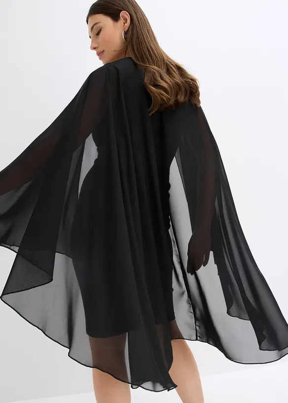 Mini jurk met cape van prachtig chiffon, bonprix