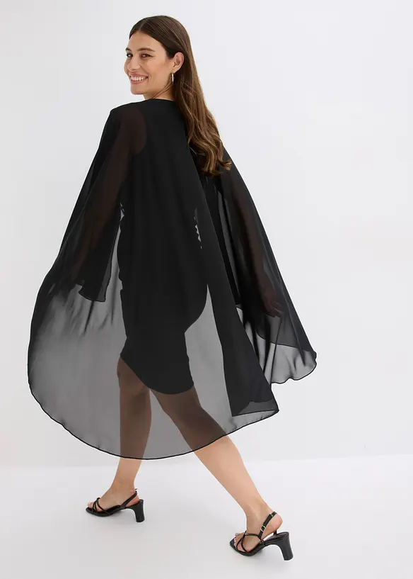Mini jurk met cape van prachtig chiffon, bonprix