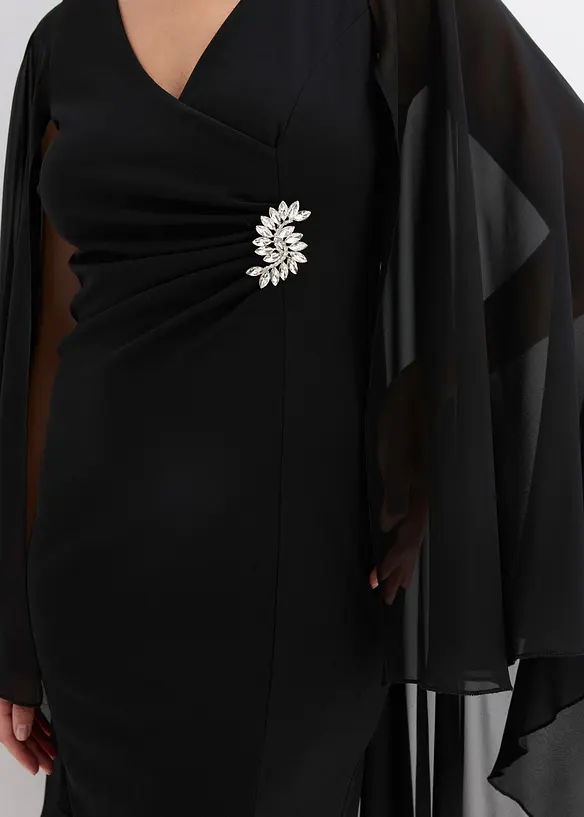 Mini jurk met cape van prachtig chiffon, bonprix