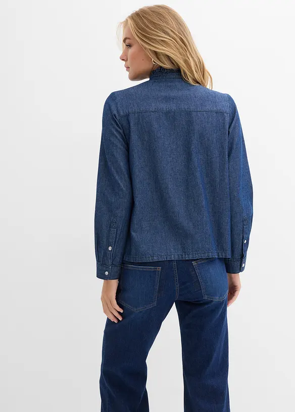 Spijkerblouse met volants, van katoen, bonprix