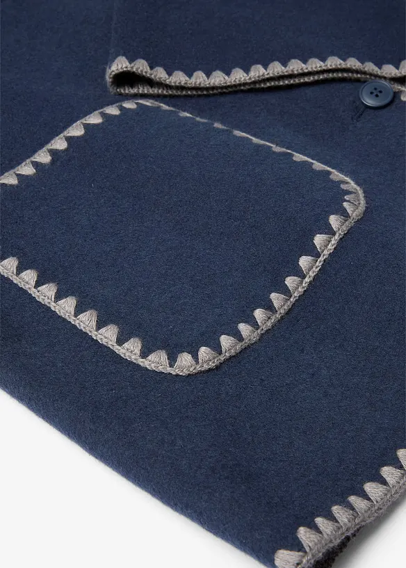 Wollen jas met sierborduursel (2-dlg. set met sjaal), bonprix