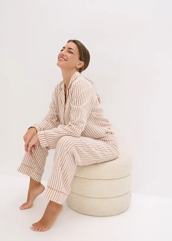 Geweven pyjama van flanel met cadeautasje (3-dlg. set), bonprix