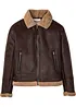 Korte imitatieleren jack met teddy voering, bonprix