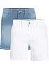 Stretch jeans short slim fit mid waist (set van 2), bonprix