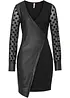 Jurk van imitatieleer en mouwen van mesh, bonprix