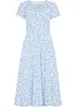 Midi jersey jurk met breed smokwerk in de taille en biologisch katoen, bonprix