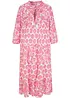 Crinkle midi jurk van katoen met zakken en 3/4 mouwen, bonprix