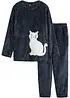 Huispak van fleece met een gebreid patroon en applicatie (2-dlg.), bonprix