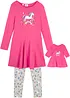 Meisjes jersey jurk, legging en poppenjurk (3-dlg. set), bonprix