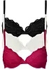 Push up bh met fijn kant (set van 3), bonprix