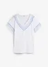 Comfortabel T-shirt met printed borduursel en biologisch katoen, bonprix