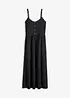 Jersey jurk in midilengte met volants en een decoratieve knoopsluiting, bonprix