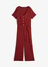 Jersey jumpsuit met V-hals, korte mouw, bonprix