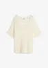 Oversized ajour trui met linnen, halflange mouw, bonprix